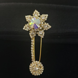 Bros Pin Pengaman Xulin Vintage Royal Blue Sapphire Sunflower Full Crystal <span class=keywords><strong>Rhinestone</strong></span> Applique untuk Gaun Pernikahan & Gaun Malam - Product Image 4