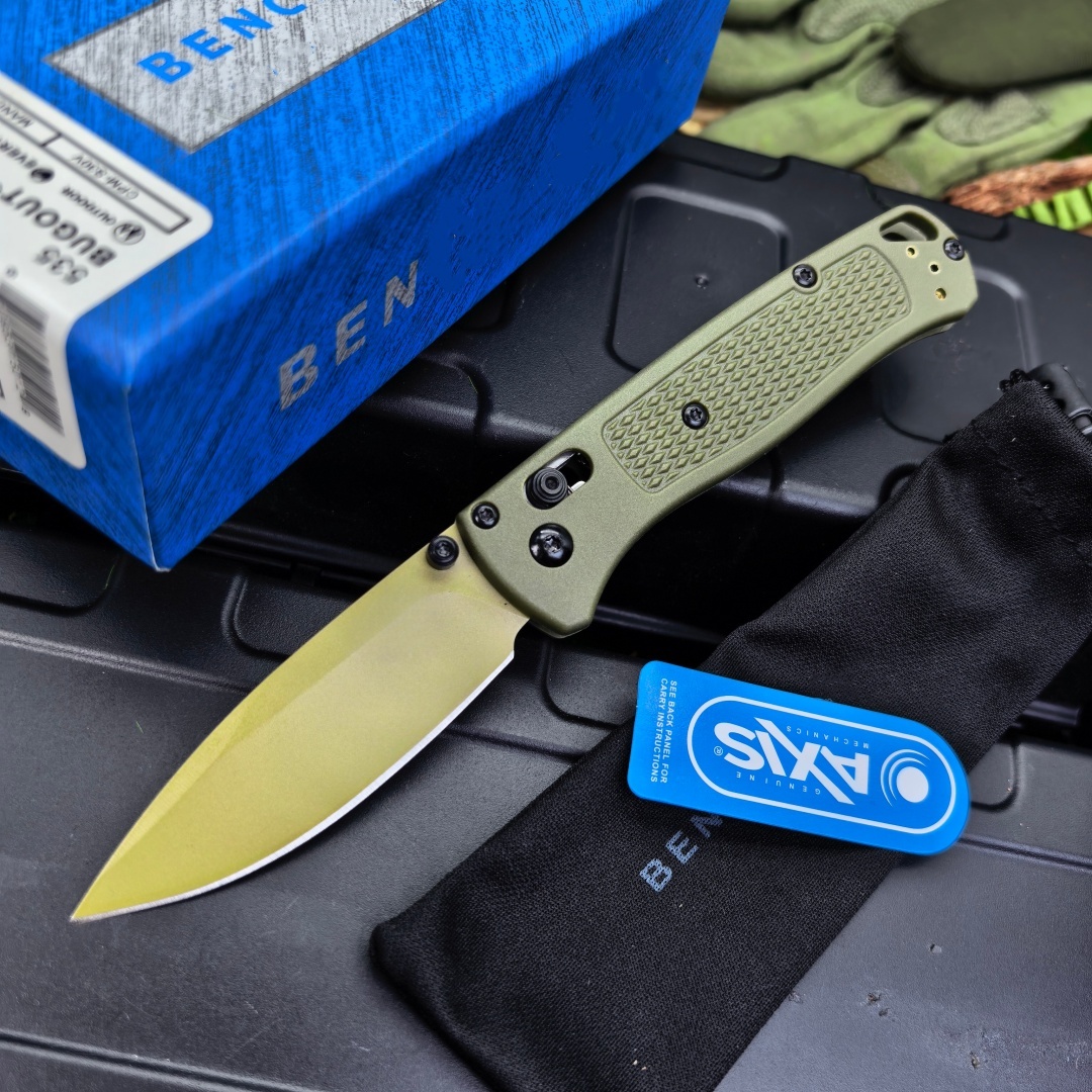 BM535-Military Green Handle with Gold Blade