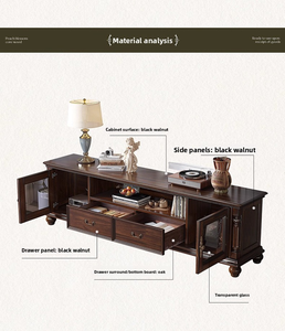 American <strong>Retro</strong> All-Solid Wood <strong>TV</strong> Cabinet Country Living Room Wall-Mounted Floor <strong>Stand</strong> for Home Storage Cabinet Living Room - Product Image 3