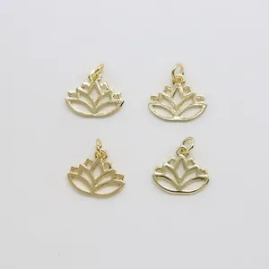 Lotus Real 14K Gold Plated Zinc Alloy Charm for DIY Jewelry Making 14x17mm