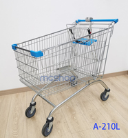 Chariot de supermarché en métal à roues de 4 pouces Euro Shopping Cart Retail Store Colorful Cart 100L