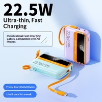 Nouvelle batterie externe à charge ultra-rapide 22,5 W avec câble intégré, grande capacité 10000 mAh, sortie multi-ports USB, portable