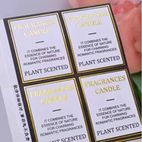 Etiquetas de advertencia de velas impermeables personalizadas, pegatinas adhesivas chapadas en oro para velas perfumadas de aromaterapia, etiqueta de embalaje