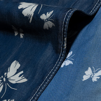 Tissu denim imprimé papillon écologique 100 % Lyocell, léger, souple et résistant à la décoloration pour filles, 300 m MOQ OEM