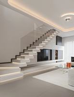 Escalier suspendu sur mesure, style classique et simple, marches en bois, escalier suspendu pour villa, escalier d'hôtel
