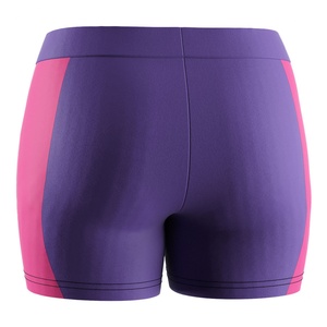 Shorts Deportivos Morados Sublimados para Gimnasio, Shorts de Voleibol para Mujer con Corte Ajustado y Entrepierna de 3.5' - Product Image 6