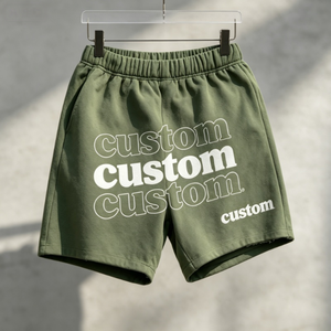 Pantalones Cortos de Algodón Personalizados para Hombre, Cintura Elástica, Estampado de Letras, Estilo Casual, Corte Medio, Tejido Transpirable - Product Image 1
