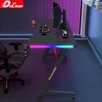 Table de jeu noire commerciale avec éclairage RGB et crochet pour casque