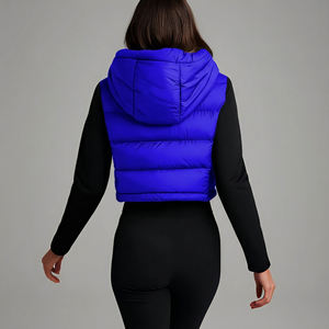 Unisex Blue Puffer <b>Jacket</b> Zip-Up Winter Casual Coat <b>Slim</b> <b>Fit</b> Polyester Windproof Waterproof Breathable Regular Length Solid - Product Image 2