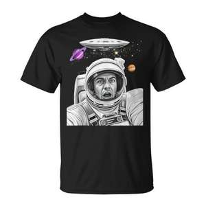 Camiseta Astronaut Shocked By Ufo Space Adventure negra para hombre talla grande - Product Image 1