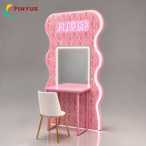 Espositore Cosmetico da Terra <span class=keywords><strong>Rosa</strong></span> Illuminato a LED di Alta Gamma per Pop-up Store, con Contenitori in Acrilico - Punto di Vendita - Product Image 2