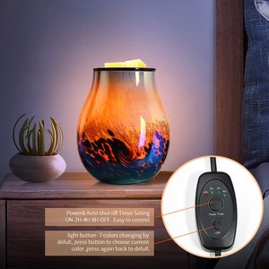 2022 Mới Đến Handmade Art Glass Aroma Burner Nến Ấm Hơn Với Bộ Đếm Thời Gian & Đèn Led 7 Màu (Spoondrift) - Product Image 2