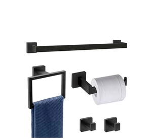 Juego de Accesorios de Baño de Hierro Negro Mate, Montado en la Pared, Kit Completo para Colgar Toallas, Calidad Confiable - Product Image 6
