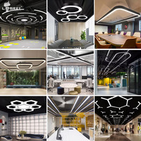 Lumières linéaires personnalisées en nid d'abeille Led lumière hexagonale utilisation pour GYM Showroom 4S Shop plafonnier luminaires
