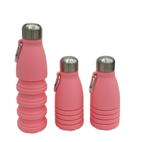 Approvisionnement d'usine Silicone Pli Bouteille D'eau 18 oz Étanche Bouteille D'eau Pliable Bouteille Pliante Écologique