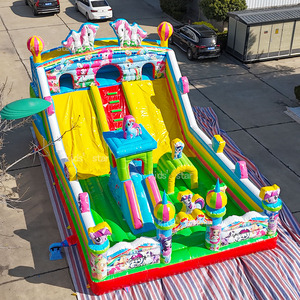 Château gonflable coloré et amusant avec toboggan sur le thème <span class=keywords><strong>de</strong></span> la jungle pour enfants, château rebondissant, maison <span class=keywords><strong>de</strong></span> rebondissement, château gonflable, avis des clients - Product Image 2