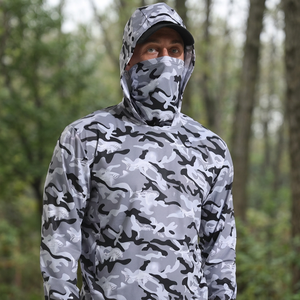 Men's <b>Camouflage</b> Fishing Hoodie UPF 50 Anti UV Polyester Long Sleeve Pullover <b>Shirt</b> Outdoor Wear - Product Image 3