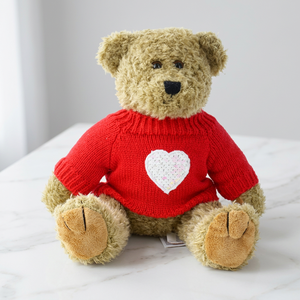 Orsetto di Avena Stile Retrò con Maglione 'Love' 12 Pollici, Peluche Morbido per Regalo di San Valentino, Compleanno, Ornamento e Decorazione Casa - Product Image 1