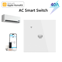 Interruptor Inteligente de CA de 40A de Alta Potencia para Aire Acondicionado, Compatible con Apple HomeKit, Control Remoto por Aplicación, Panel Táctil, IP20, Panel de Vidrio, Interruptores de Pared