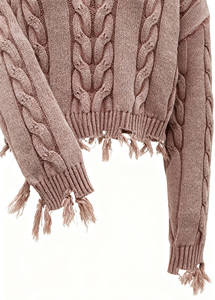 Pull en maille épaisse à manches longues, style sexy et club, pour femmes, en coton 100%, nouvelle production, teinture pigmentée tressée - Product Image 5