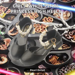 Nuevos Zapatos de Baile para Niñas, Blancos, Estilo Princesa, Verano, Punta Cerrada, Tacón Fino, Correa con Hebilla, para Actuaciones Escolares, Fiestas, Forro de PU, Suela de Goma - Product Image 2