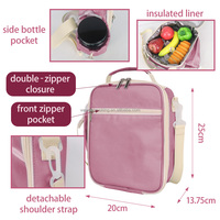 Sac isotherme personnalisé avec logo, poignée souple, en polyester rose, pour adultes, sac à lunch imperméable pour l'école et les pique-niques