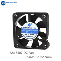 Ventilateur de refroidissement industriel compact AM3507H12S, rapide, 5V 12V, 35*35*7mm, ventilateur axial sans balais pour boîtier d'ordinateur avec roulement à billes