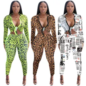 2019 New Arrival Wholesale Winter Sexy Long Sleeve Jumpsuit Women Printed Bodycon Casual Jumpsuit