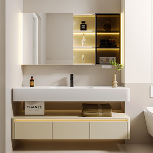 Wholesale different style size Modern hotel style white wood Lacquer Bathroom cabinet Sets Vanities with ceramic basin - Product Image 2