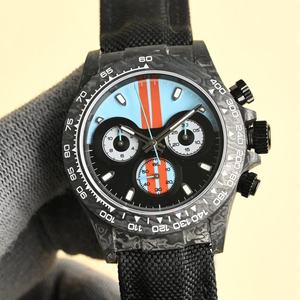 Montre mécanique multifonctionnelle de luxe de haute qualité, design racing, montre de sport ronde en fibre de carbone, étanche - Product Image 1