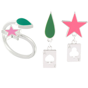 Pendientes colgantes de aleación con forma de lágrima y póker de estrella Rosa artesanal de Metal de alta calidad para los fanáticos de Anime Hunter <span class=keywords><strong>Hisoka</strong></span> <span class=keywords><strong>Cosplay</strong></span> - Product Image 1