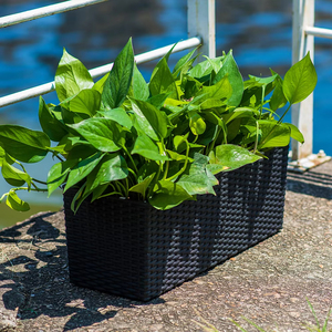 New Style Rattan Surface Resin Rectangle Black Plastic Plant <strong>Pot</strong> for Wall <strong>Balcony</strong> Windowsflower <strong>Pot</strong> Planter Box Railing - Product Image 5