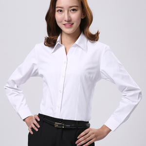 Camisas de manga larga para mujer Camisa social de oficina de color sólido Blusa de negocios de color blanco para mujer - Product Image 5