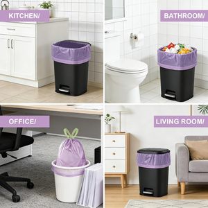 Huamaohengchun - Paquete de 100 Bolsas de Basura Pequeñas sin Perfume de 4 Galones (15 Litros) para Cocina, Oficina, Auto y Baño, Color Morado - Product Image 2