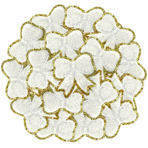 Colorido borde dorado brillo 3D arco parche hierro-en tela de chenilla bordado Bowknot parche - Product Image 6