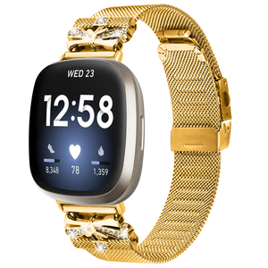 <span class=keywords><strong>Fitbit</strong></span> <span class=keywords><strong>Versa</strong></span> 4/<span class=keywords><strong>3</strong></span>/Sense2交換用スマート時計メッシュストラップラインストーン付き高級新ミラノステンレス鋼時計バンド - Product Image 3