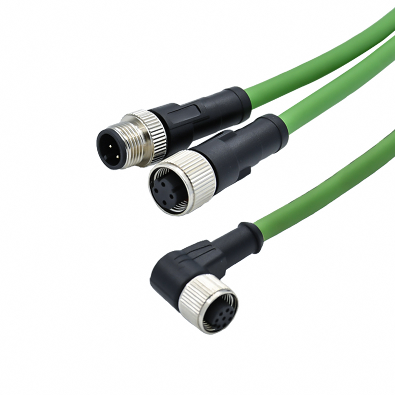 Angled Straight M12 Waterproof Connector Male To Male A B D Coded Pa66 Screw