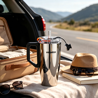 Gourde isotherme en acier inoxydable grande capacité avec paille pour les voyages, personnalisable