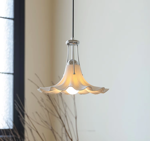 Lampadario Bauhaus a Fiore di Magnolia, Design Mid-Century, Lampada a Sospensione <span class=keywords><strong>LED</strong></span> in Ceramica e <span class=keywords><strong>Filo</strong></span> Metallico Argento di Alta Gamma per Ristoranti e Cucine - Product Image 3