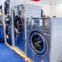 Lave-linge commercial entièrement automatique en acier inoxydable, capacité de 12 kg à 200 kg, nettoyage à l'eau froide