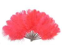 Grand éventail à main tenue plume d'autruche rouge pour femmes Costume Tea Party Holiday Supply belly Dance Bridal Wedding Decor Accessory