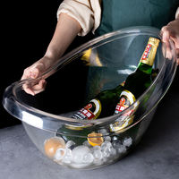 Seau à glace en acrylique incassable de 4 L pour vin rouge, bière et autres – Portable, style ferme, idéal pour les fêtes
