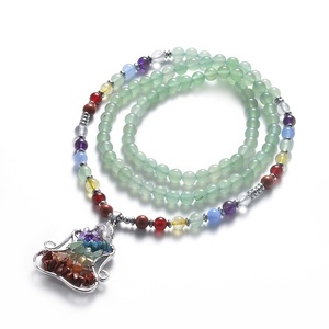 Cuentas de piedras preciosas naturales <span class=keywords><strong>roca</strong></span> de Lava o amatista o cuarzo rosa y 7 Chakra DE LA VIDA árbol colgantes Chakra collar de la joyería - Product Image 4