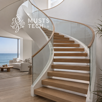 Escalier Courbé Sur Mesure de Luxe Moderne et Artistique, Fabrication Directe Usine