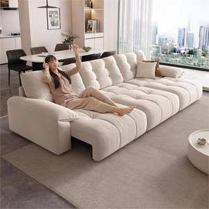 ספת מיטה בעלת שלושה מושבים בענן דו שימושית דירה קטנה שלט רחוק חכם נשלף ישר שניל קרם סִגְנוֹן סלון - Product Image 2