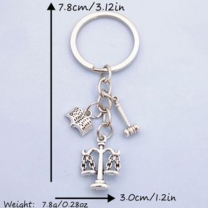 European &amp; American Style Zinc Alloy Scales of Justice Lawyer's Gavel <strong>Law</strong> School <strong>Gift</strong> Judge's Scales Keychain - Product Image 5
