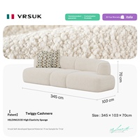 Fauteuil Chesterfield italien incurvé en cachemire, forme unique, minimaliste, moderne, en tissu, rembourré en éponge, pour villas et grands espaces