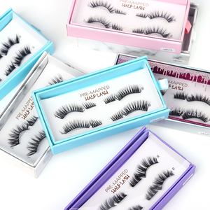 Vente en gros de faux cils à effet 3D, sans colle, emballage personnalisé, fournitures pour cils en bande, cils pré-collés, demi-cils - Product Image 4