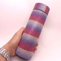 Nouvelle collection 2022 : Bouteille d'eau minimaliste de luxe en acier inoxydable 500 ml, scintillante, ornée de strass et de cristaux, compatible micro-ondes