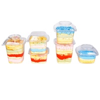 Contenants jetables carrés en PET transparent pour mini-gâteaux, glaces, biscuits et desserts – Vente en gros usine